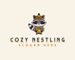 Cozy Racoon Campfire logo design