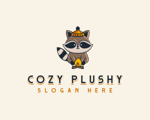 Cozy Racoon Campfire logo design