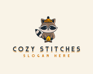 Cozy Racoon Campfire logo design