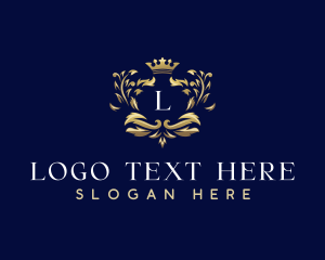 High End - Elegant Crown Leaves logo design