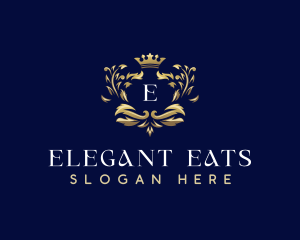 Elegant Crown Leaves logo design