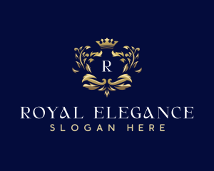 Elegant Crown Leaves logo design