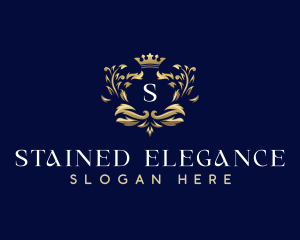 Elegant Crown Leaves logo design