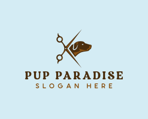 Scissors Grooming Dog logo design