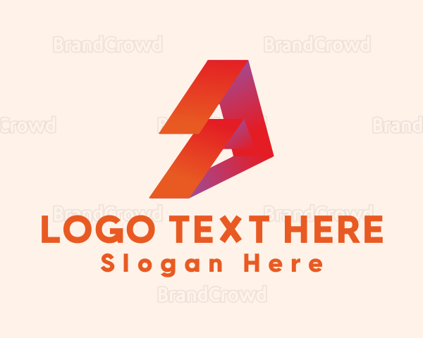 Modern Ribbon Tech Letter A Logo