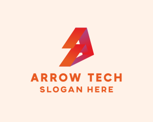 Modern Ribbon Tech Letter A logo design