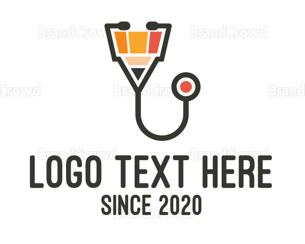 Medical Stethoscope Pencil Logo