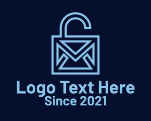 Messenger - Geometric Email Lock logo design