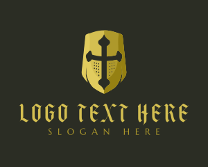 Fighter - Medieval Crusader Helmet logo design