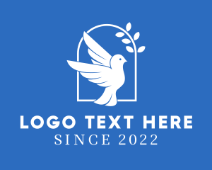 Peace - Blue & White Dove Bird logo design