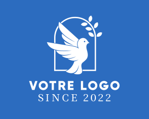 Blue & White Dove Bird logo design