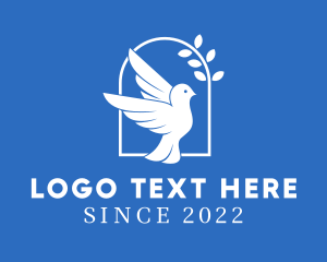 Spiritual - Blue & White Dove Bird logo design