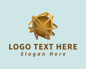 Branding - 3D Gold Orbit Sphere logo design