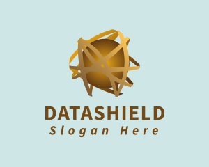 Startup - 3D Gold Orbit Sphere logo design