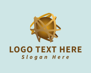 Letter Xm - 3D Gold Orbit Sphere logo design