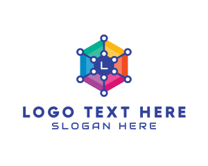 Colorful Hexagon Tech  Logo