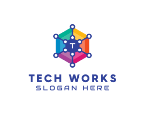 Colorful Hexagon Tech  logo design