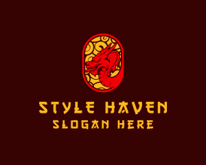 Cartoon - Mythical Oriental Dragon logo design