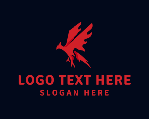 Red Falcon - Flying Phoenix Wings logo design