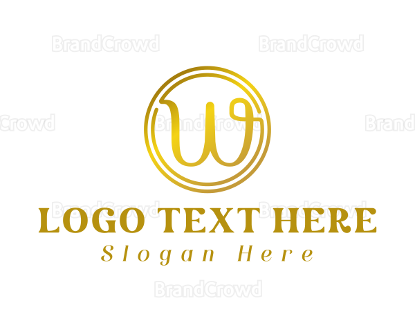Gold Cursive Letter W Logo