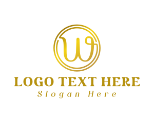Fudge - Gold Cursive Letter W logo design