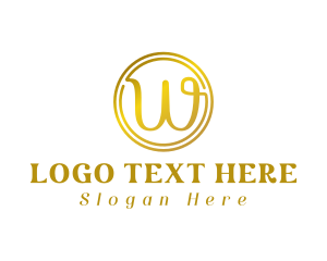 Gold Cursive Letter W Logo