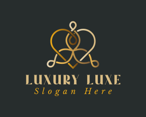 Luxury Heart Leaf logo design