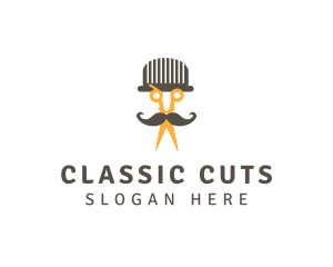 Men Barber Scissors logo design