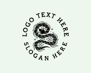 Slithering - Boho Tattoo Snake logo design