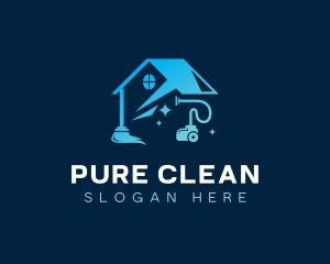 Vacuum Cleaning Sparkling House logo design