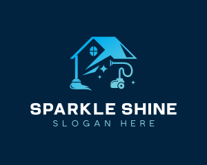 Vacuum Cleaning Sparkling House logo design