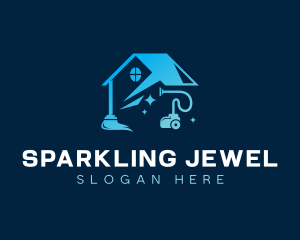 Vacuum Cleaning Sparkling House logo design