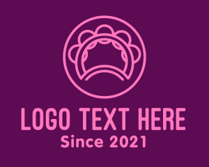 Tambourine - Pink Tambourine Outline logo design