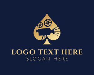 Cinema - Gold Film Camera Spade logo design