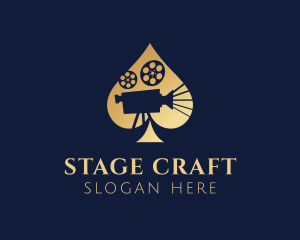 Theater - Gold Film Camera Spade logo design