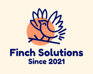 Finch Bird Sun logo design