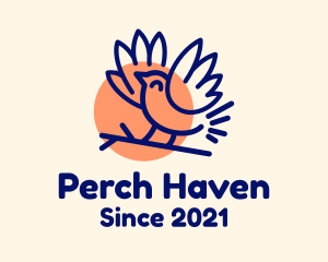 Perch - Finch Bird Sun logo design