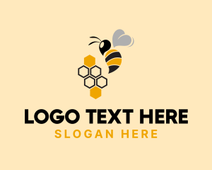 Beehive - Flying Honey Bee logo design