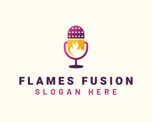 Flaming Mic Podcast logo design