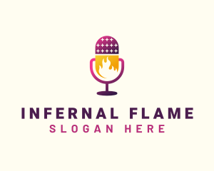 Flaming Mic Podcast logo design