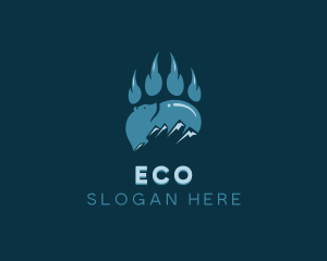 Paw Print - Mountain Polar Bear logo design