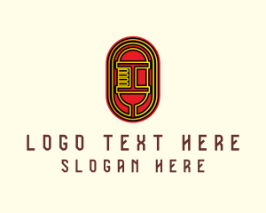 Sing - Yellow Retro Microphone logo design