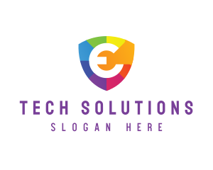 Solutions - Wrench Shield Letter E logo design