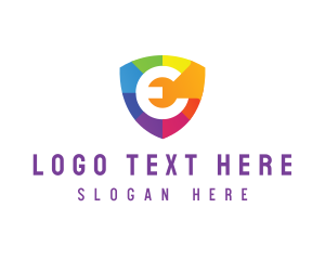 Colorful - Wrench Shield Letter E logo design