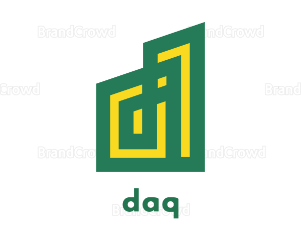 Abstract Green Yellow House Logo