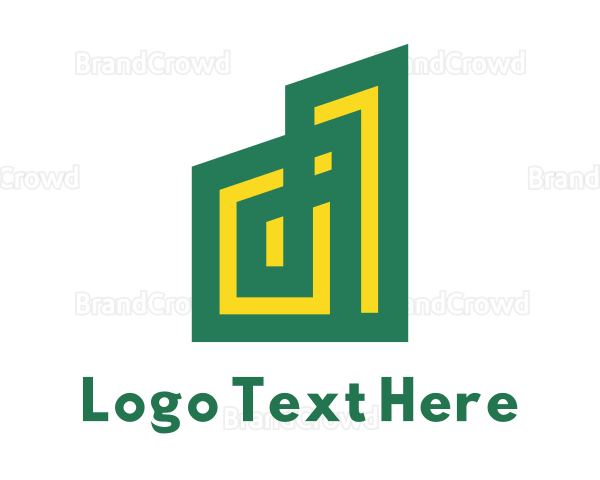 Abstract Green Yellow House Logo