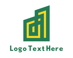 Line - Abstract Green Yellow House logo design