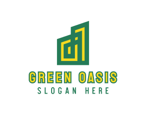 Abstract Green Yellow House logo design