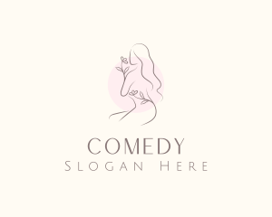 Cosmetics - Nude Floral Woman logo design