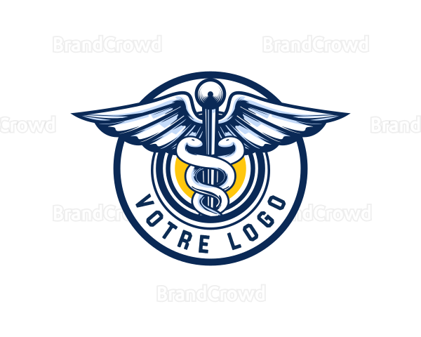 Medical Caduceus Staff Logo